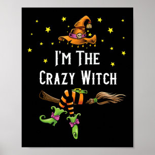 In het Crazy Witch Halloween Matching Group Costum Poster