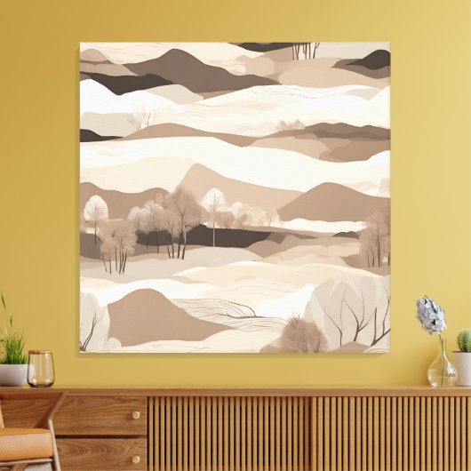 In het Cream Landschap AI art Canvas Afdruk (Insitu (Woonkamer))
