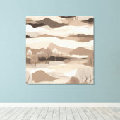In het Cream Landschap AI art Canvas Afdruk (Insitu (Houten vloer))