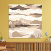 In het Cream Landschap AI-kunst Canvas Afdruk (Insitu (Woonkamer))