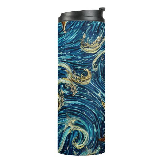 In het diepe blauw thermosbeker (Gedraaid links)