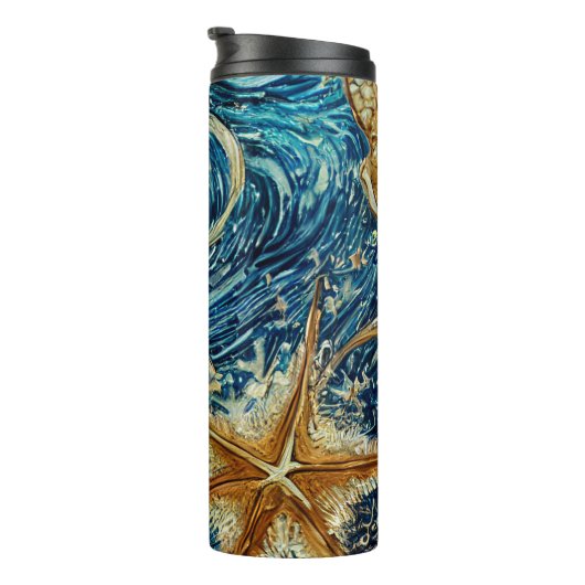 In het diepe blauw thermosbeker (Geroteerd rechts)