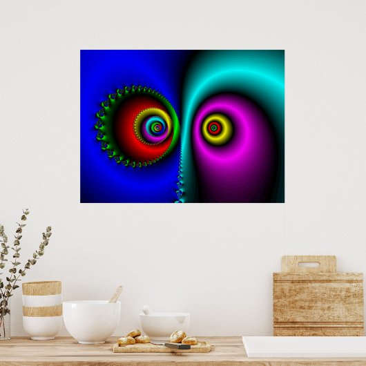 In het donker, de ogen van het gememmerde poster (Keuken)