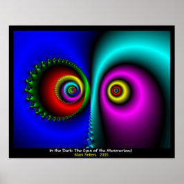 In het donker, de ogen van het gememmerde poster