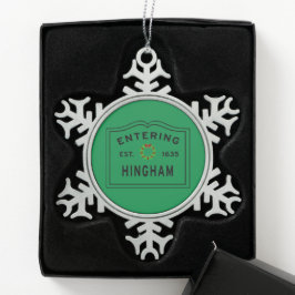 In het Engels Hingham Massachusetts kerstsnowflake Tin Sneeuwvlok Ornament