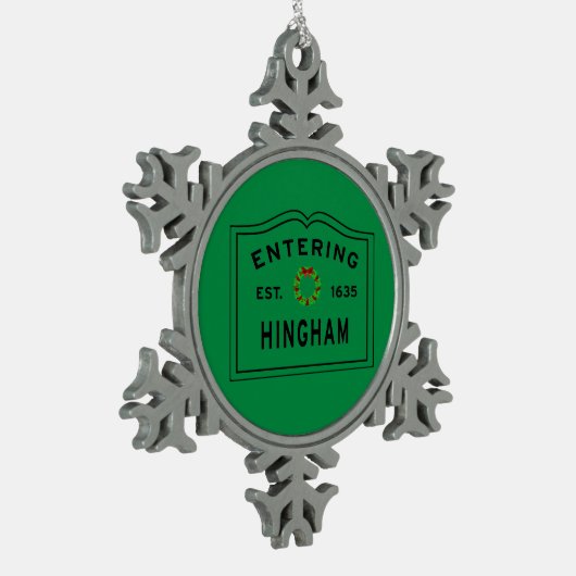 In het Engels Hingham Massachusetts kerstsnowflake Tin Sneeuwvlok Ornament (Links)