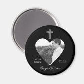 In het geheugen Cross Heart Shape Photo Memorial Magneet (Voorkant / Achterkant)