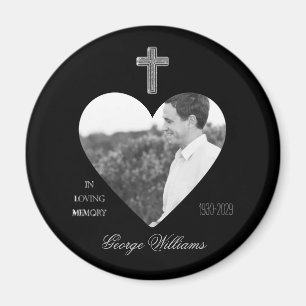 In het geheugen Cross Heart Shape Photo Memorial Magneet