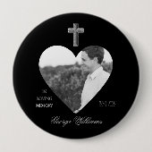 In het geheugen Cross Heart Shape Photo Memorial Ronde Button 4,0 Cm (Voorkant)