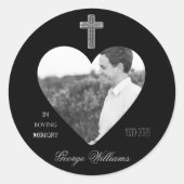 In het geheugen Cross Heart Shape Photo Memorial Ronde Sticker (Voorkant)