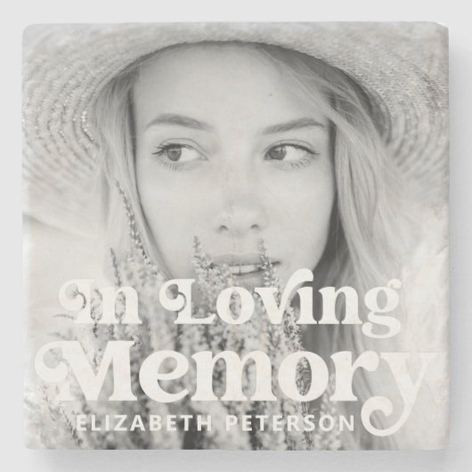 In het geheugen Eenvoudige aangepaste foto-Memoria Stenen Onderzetter (Voorkant)