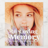 In het geheugen Eenvoudige aangepaste foto-Memoria Wijn Etiket (Enkel label)