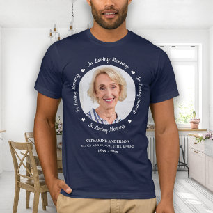 In het Geheugen Gepersonaliseerde begrafenisfoto T T-shirt