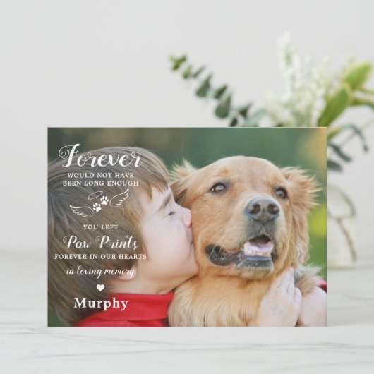 In het Geheugen Moderne Aangepaste Fotofoto Memori Bedankkaart (Staand voorkant)