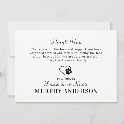 In het Geheugen Moderne Aangepaste Fotofoto Memori Bedankkaart (Achterkant)