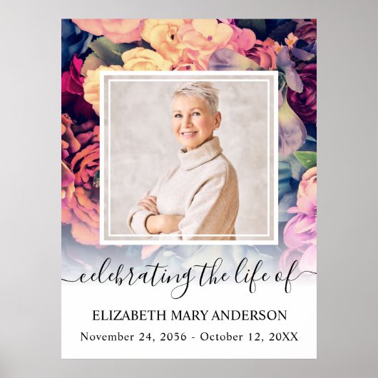 In het geheugen Moody Floral Pattern Foto Poster (Voorkant)