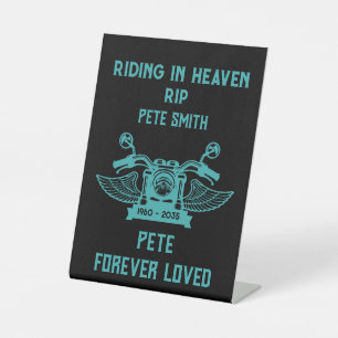 In het geheugen Motorbike Rider Biker begrafenis Reclamebord Met Voetstuk