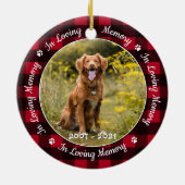 In het geheugen Red Pset Dog Photo Pet Memorial Keramisch Ornament (Achterkant)