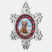 In het geheugen Red Pset Dog Photo Pet Memorial Tin Sneeuwvlok Ornament (Rechts)