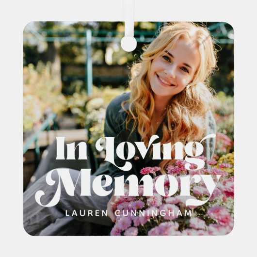 In het Geheugen  Retro Foto Memorial Metalen Ornament (Achterkant)