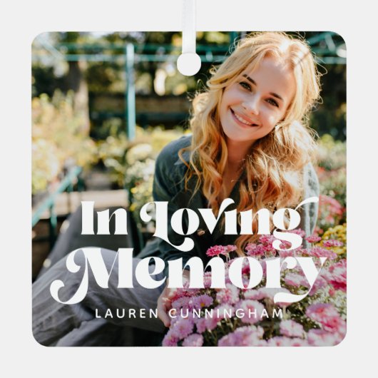 In het Geheugen  Retro Foto Memorial Metalen Ornament (Voorkant)