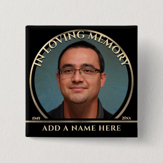 In het Geheugen van de Douane Memorial van de Foto Vierkante Button 5,1 Cm (Voorkant)
