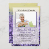 In het Geheugen van Elegant Lavender Funeral Photo Kaart (Voorkant / Achterkant)