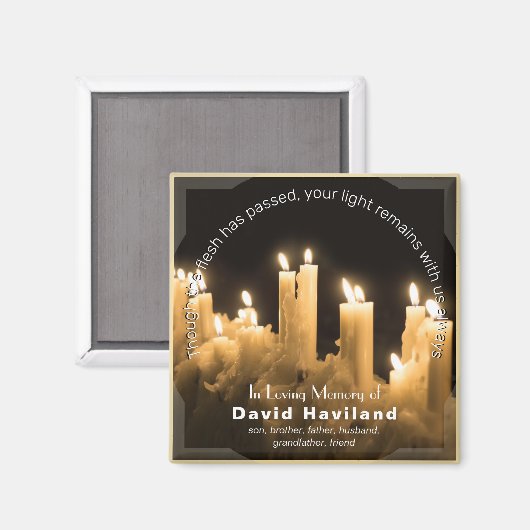 In het Geheugen van Kaarsen Magnet met tekst - HAM (Voorkant / Achterkant)