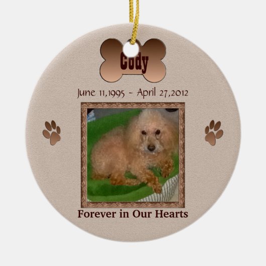 In het geheugen van uw hond keramisch ornament (Voorkant)