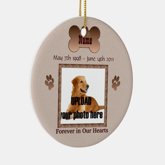 In het geheugen van uw hond keramisch ornament (Rechts)