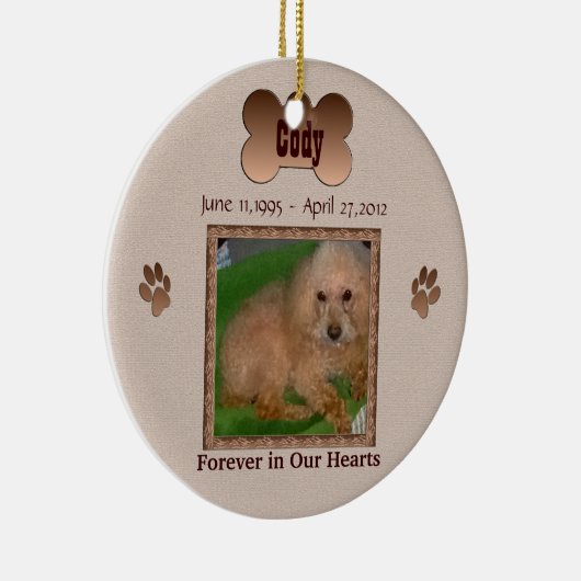 In het geheugen van uw hond keramisch ornament (Rechts)