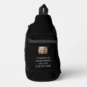In het geheugen zwarte aangepaste foto tekst rugza sling bag