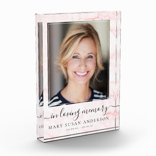 In het Geheugenroze marmer Memorial Photo Block Fotoblokken (Links)