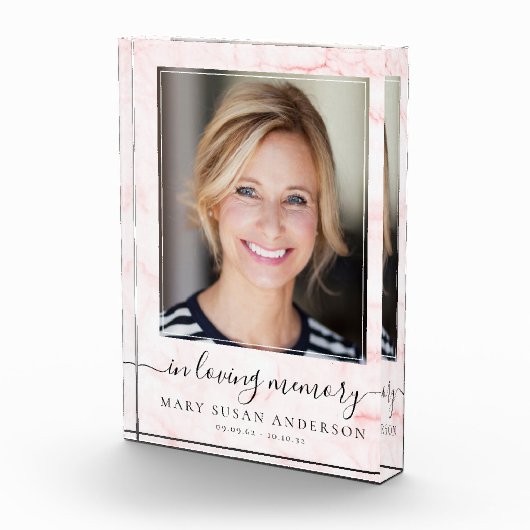 In het Geheugenroze marmer Memorial Photo Block Fotoblokken (Rechts)