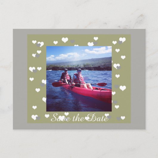 In het hart ingepast sparen de datum aankondigingskaart (Voorkant)
