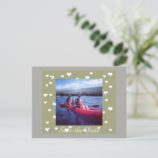 In het hart ingepast sparen de datum aankondigingskaart (Staand voorkant)