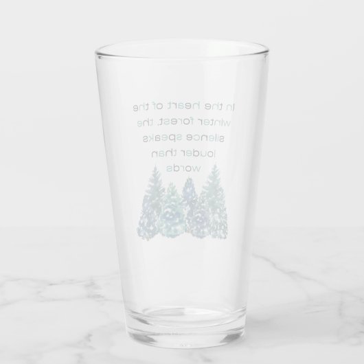 In het hart van het winterbos glas (Achterkant)