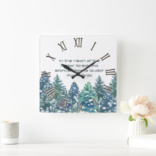 In het hart van het winterbos vierkante klok (Huis)