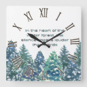 In het hart van het winterbos vierkante klok (Voorkant)
