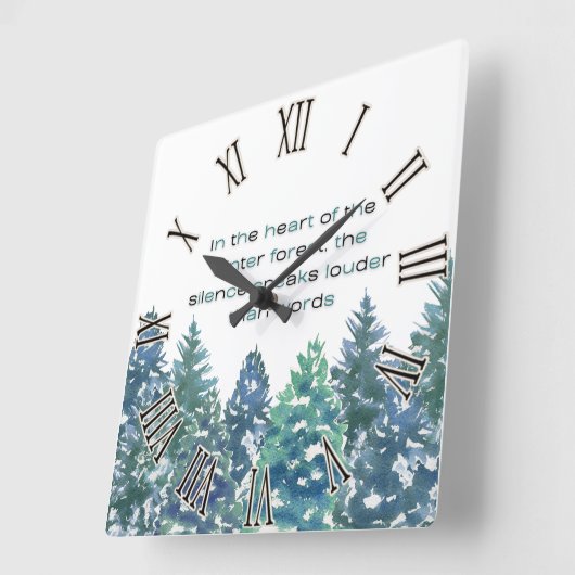In het hart van het winterbos vierkante klok (Hoek)