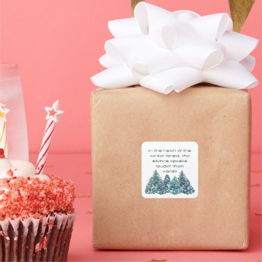 In het hart van het winterbos vierkante sticker (Feest)