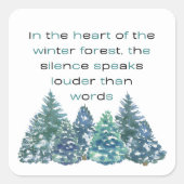 In het hart van het winterbos vierkante sticker (Voorkant)