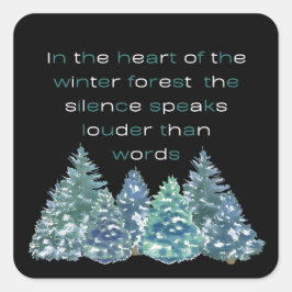 In het hart van het winterbos vierkante sticker