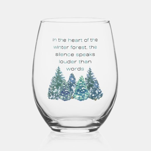 In het hart van het winterbos wijnglas zonder voet (Voorkant)