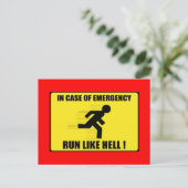 In het Hoesje van de noodsituatie ... Ren als hel Briefkaart (Staand voorkant)
