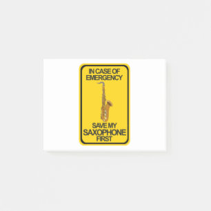 In het Hoesje van de noodsituatie sla mijn saxofoo Post-it® Notes