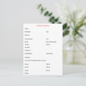 In het Hoesje van Noodcontact Briefkaart (Staand voorkant)