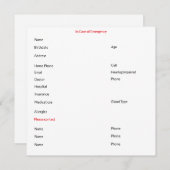 In het Hoesje van Noodcontact Kaart (Voorkant / Achterkant)