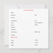 In het Hoesje van Noodcontact Kaart (Voorkant)