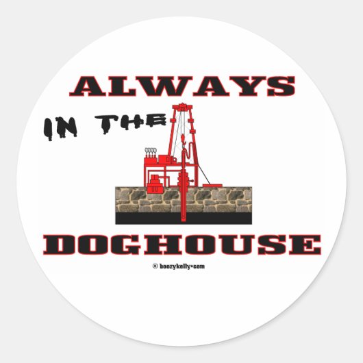 In het hondenhok, olieveld Sticker, olieboorplatfo Ronde Sticker (Voorkant)